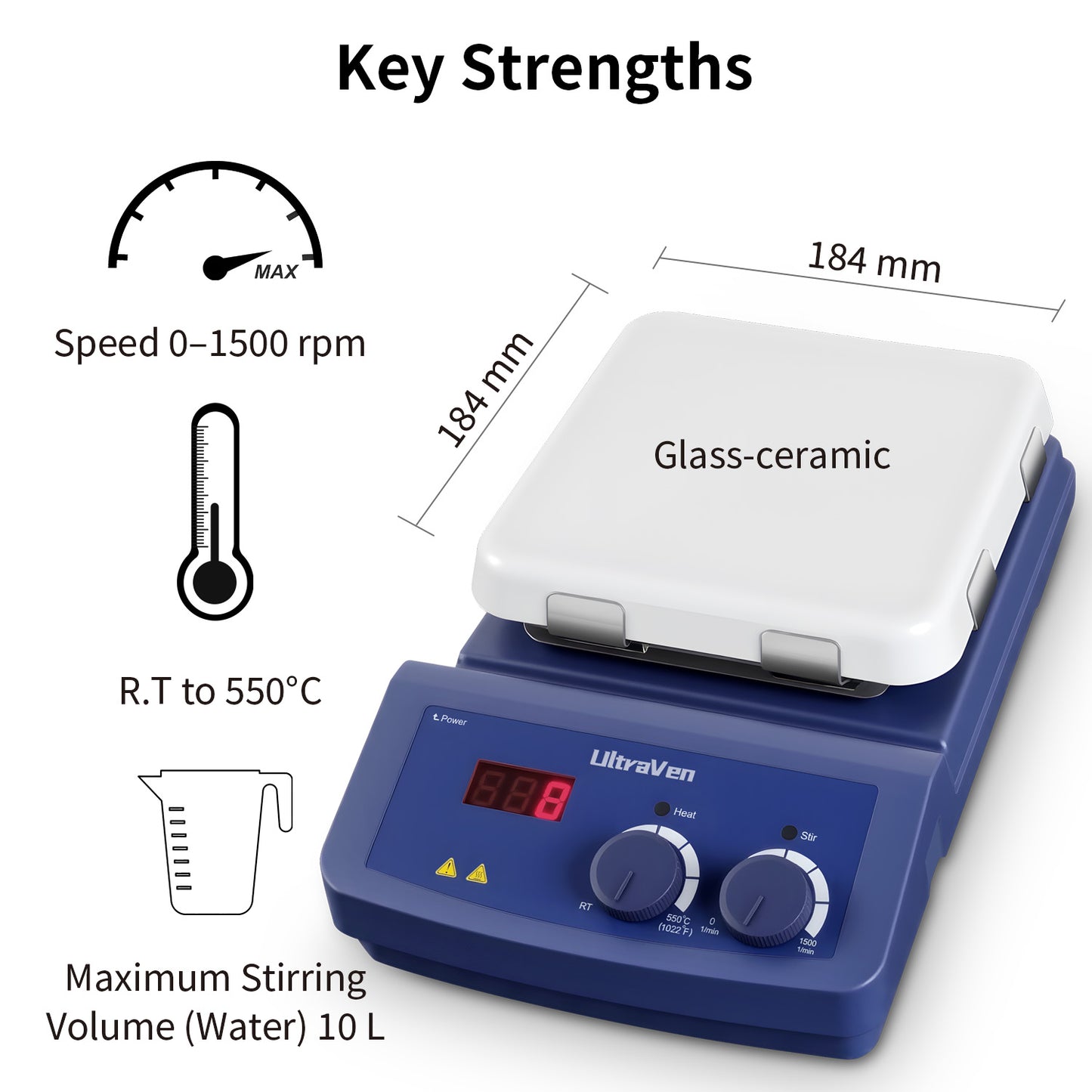 Magnetic Hotplate Stirrer MS7 H550-S,R.T to 550°C Max.Stirring 10 L