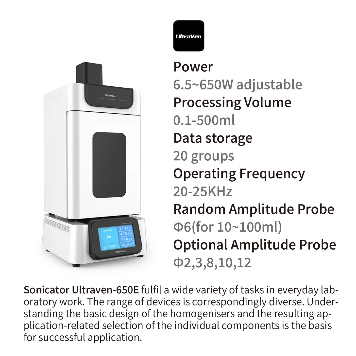 Sonicator,Ultrasonic homogenisers,Ultraven-650E