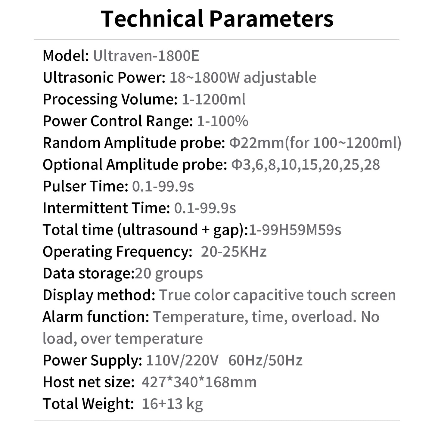 Ultrasonic mixer,Probe ultrasonic homogenizer,Ultraven-1800E