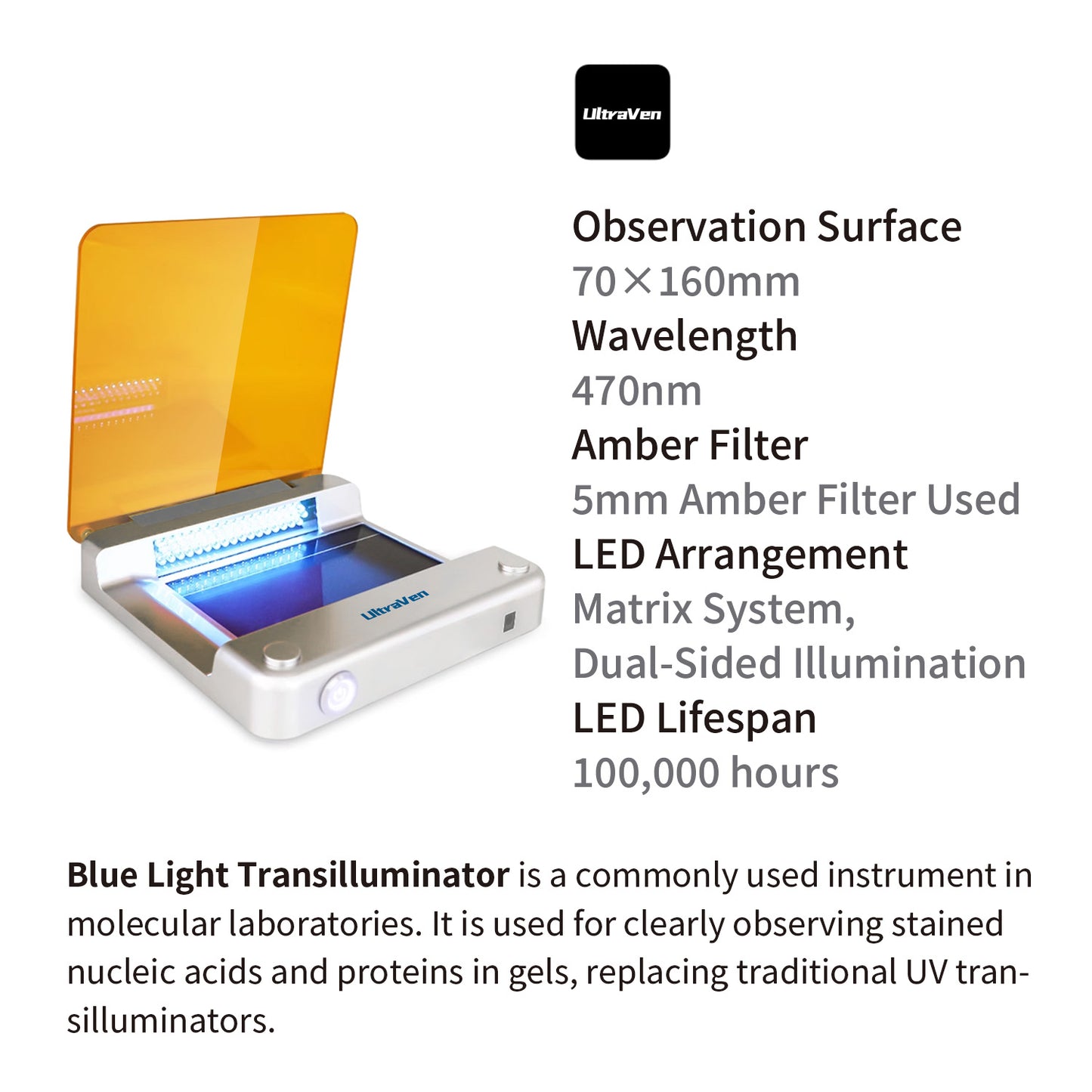 Blue LED Light Transilluminator,Blue Light Gel Cutter,DBLT-470