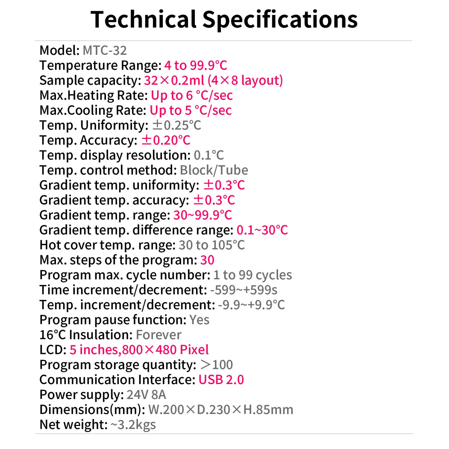 Gradient Thermal Cycler, 32-Well Portable PCR Machine MTC-32