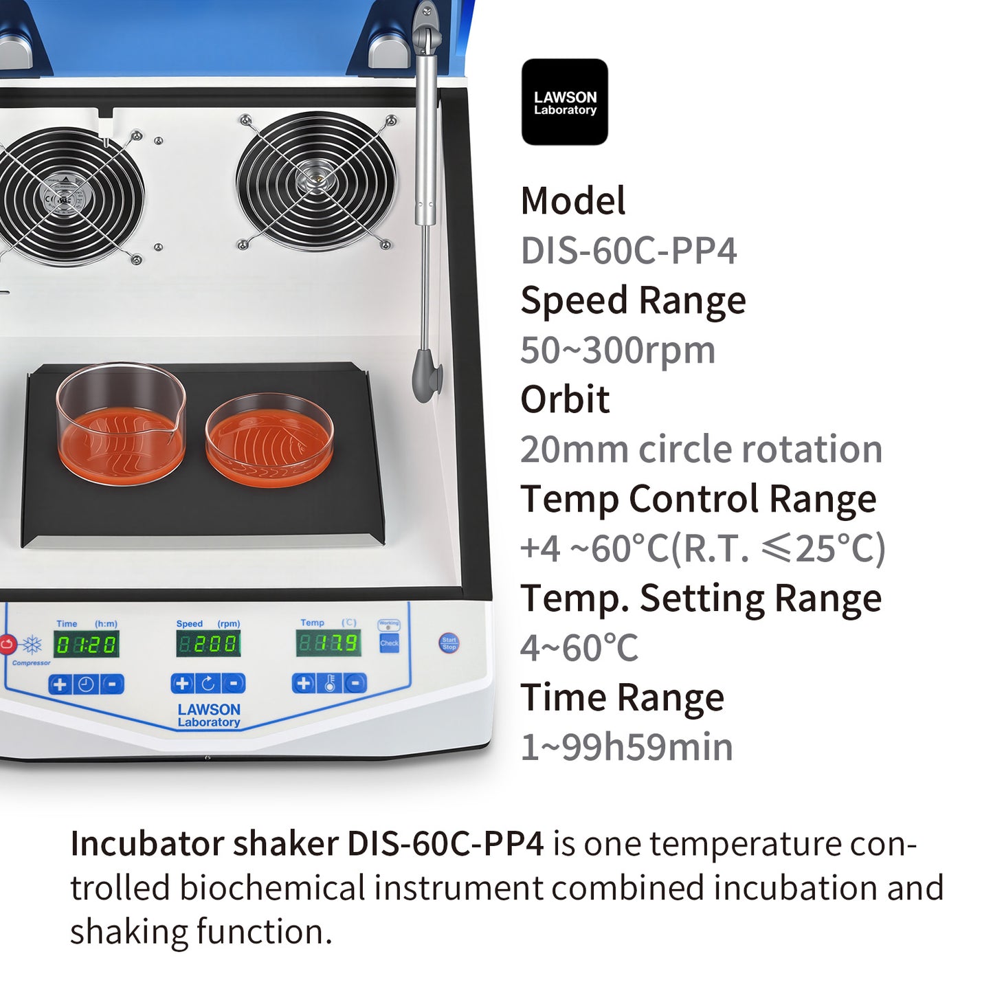 Laboratory Orbital Shaker,DIS-60C-PP4,with Cooling