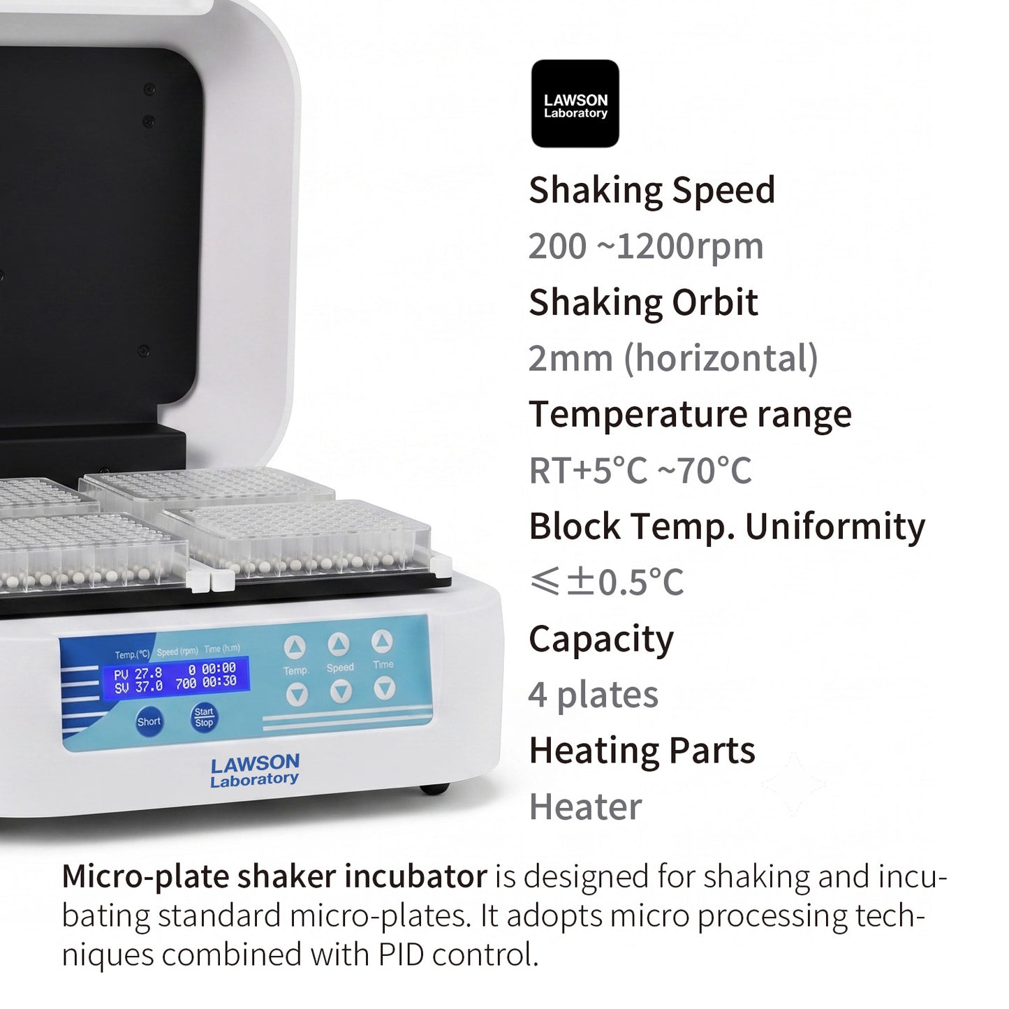 Micro-plate Shaker Incubator | 4-Plate Capacity | MS60-4